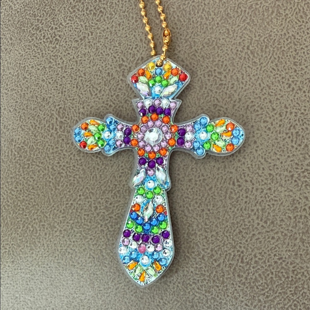 Colorful Rhinestone Cross keychain